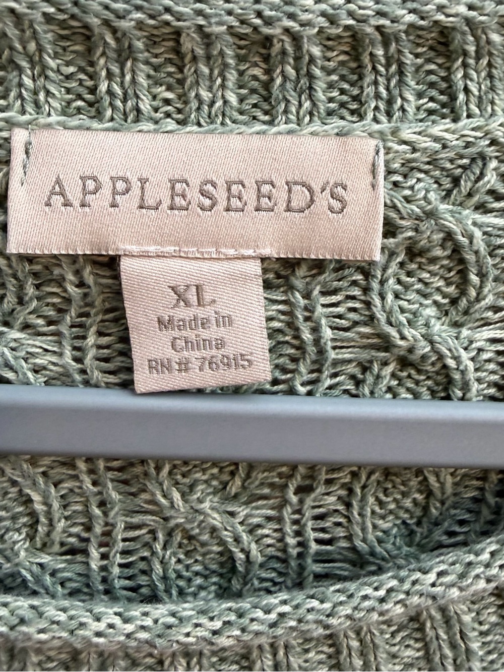 Appleseed's Sage Green Cable-Knit Crew Sweater - Picture 3 of 5